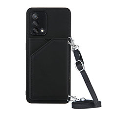 Soft Luxury Leather Snap On Case Cover Y02B for Oppo A95 4G Black