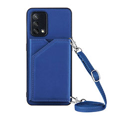 Soft Luxury Leather Snap On Case Cover Y02B for Oppo A95 4G Blue
