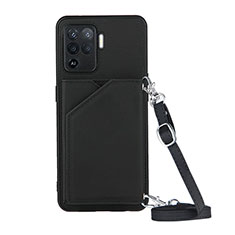 Soft Luxury Leather Snap On Case Cover Y02B for Oppo F19 Pro Black