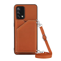 Soft Luxury Leather Snap On Case Cover Y02B for Oppo F19s Brown