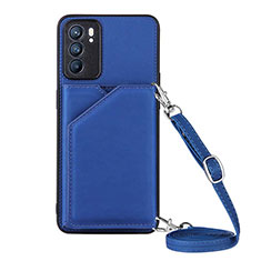 Soft Luxury Leather Snap On Case Cover Y02B for Oppo Reno6 5G Blue