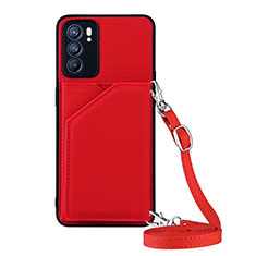 Soft Luxury Leather Snap On Case Cover Y02B for Oppo Reno6 5G Red
