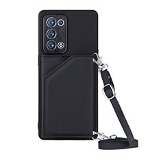 Soft Luxury Leather Snap On Case Cover Y02B for Oppo Reno6 Pro 5G Black