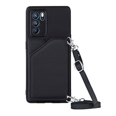 Soft Luxury Leather Snap On Case Cover Y02B for Oppo Reno6 Pro 5G India Black