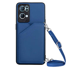 Soft Luxury Leather Snap On Case Cover Y02B for Oppo Reno7 Pro 5G Blue