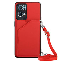 Soft Luxury Leather Snap On Case Cover Y02B for Oppo Reno7 Pro 5G Red