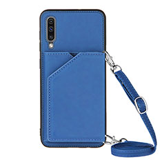 Soft Luxury Leather Snap On Case Cover Y02B for Samsung Galaxy A30S Blue