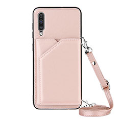 Soft Luxury Leather Snap On Case Cover Y02B for Samsung Galaxy A30S Rose Gold