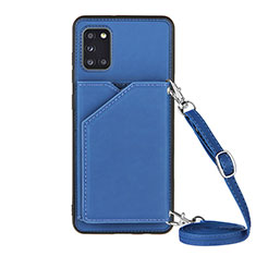 Soft Luxury Leather Snap On Case Cover Y02B for Samsung Galaxy A31 Blue