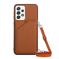 Soft Luxury Leather Snap On Case Cover Y02B for Samsung Galaxy A33 5G Brown