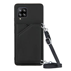 Soft Luxury Leather Snap On Case Cover Y02B for Samsung Galaxy A42 5G Black