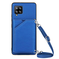 Soft Luxury Leather Snap On Case Cover Y02B for Samsung Galaxy A42 5G Blue