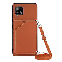 Soft Luxury Leather Snap On Case Cover Y02B for Samsung Galaxy A42 5G Brown