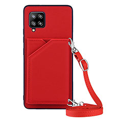 Soft Luxury Leather Snap On Case Cover Y02B for Samsung Galaxy A42 5G Red