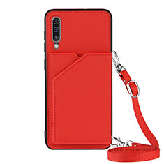 Soft Luxury Leather Snap On Case Cover Y02B for Samsung Galaxy A50 Red