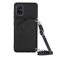 Soft Luxury Leather Snap On Case Cover Y02B for Samsung Galaxy A51 4G Black