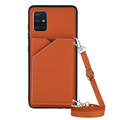 Soft Luxury Leather Snap On Case Cover Y02B for Samsung Galaxy A51 4G Brown