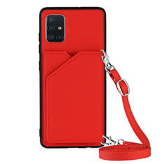 Soft Luxury Leather Snap On Case Cover Y02B for Samsung Galaxy A51 4G Red