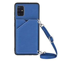 Soft Luxury Leather Snap On Case Cover Y02B for Samsung Galaxy A51 5G Blue