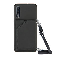 Soft Luxury Leather Snap On Case Cover Y02B for Samsung Galaxy A70 Black