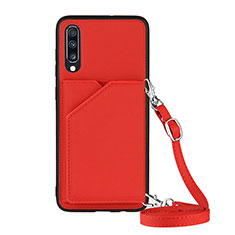 Soft Luxury Leather Snap On Case Cover Y02B for Samsung Galaxy A70 Red