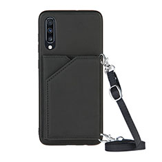 Soft Luxury Leather Snap On Case Cover Y02B for Samsung Galaxy A70S Black