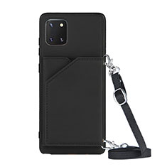 Soft Luxury Leather Snap On Case Cover Y02B for Samsung Galaxy A81 Black