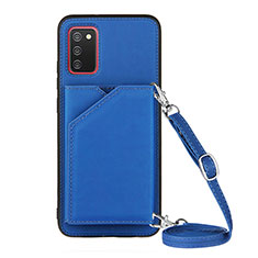 Soft Luxury Leather Snap On Case Cover Y02B for Samsung Galaxy M02s Blue