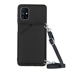 Soft Luxury Leather Snap On Case Cover Y02B for Samsung Galaxy M51 Black
