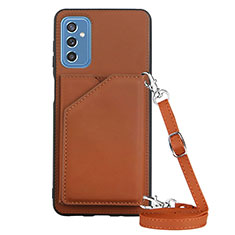 Soft Luxury Leather Snap On Case Cover Y02B for Samsung Galaxy M52 5G Brown