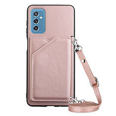 Soft Luxury Leather Snap On Case Cover Y02B for Samsung Galaxy M52 5G Rose Gold