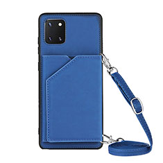 Soft Luxury Leather Snap On Case Cover Y02B for Samsung Galaxy M60s Blue