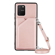 Soft Luxury Leather Snap On Case Cover Y02B for Samsung Galaxy M80S Rose Gold