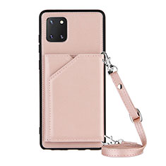 Soft Luxury Leather Snap On Case Cover Y02B for Samsung Galaxy Note 10 Lite Rose Gold