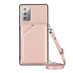 Soft Luxury Leather Snap On Case Cover Y02B for Samsung Galaxy Note 20 5G Rose Gold
