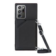 Soft Luxury Leather Snap On Case Cover Y02B for Samsung Galaxy Note 20 Ultra 5G Black