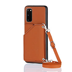 Soft Luxury Leather Snap On Case Cover Y02B for Samsung Galaxy S20 Brown