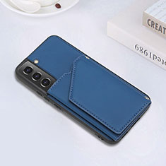 Soft Luxury Leather Snap On Case Cover Y02B for Samsung Galaxy S21 FE 5G Blue