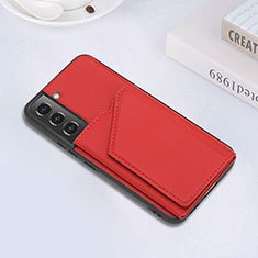 Soft Luxury Leather Snap On Case Cover Y02B for Samsung Galaxy S22 5G Red