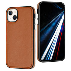 Soft Luxury Leather Snap On Case Cover Y03B for Apple iPhone 13 Brown