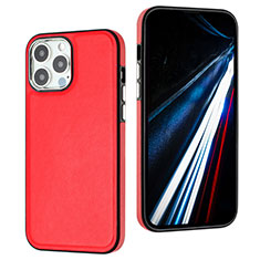 Soft Luxury Leather Snap On Case Cover Y03B for Apple iPhone 13 Pro Red