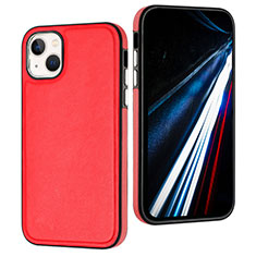 Soft Luxury Leather Snap On Case Cover Y03B for Apple iPhone 13 Red