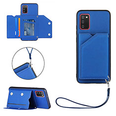 Soft Luxury Leather Snap On Case Cover Y03B for Samsung Galaxy A02s Blue