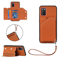 Soft Luxury Leather Snap On Case Cover Y03B for Samsung Galaxy A02s Brown