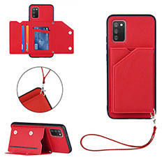 Soft Luxury Leather Snap On Case Cover Y03B for Samsung Galaxy A02s Red
