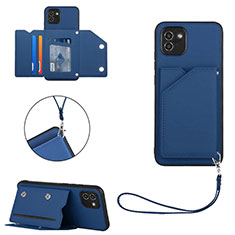 Soft Luxury Leather Snap On Case Cover Y03B for Samsung Galaxy A03 Blue