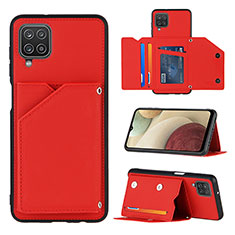 Soft Luxury Leather Snap On Case Cover Y03B for Samsung Galaxy A12 Red