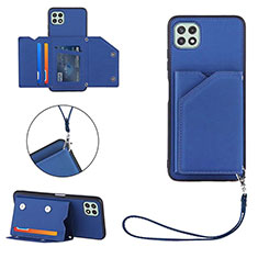 Soft Luxury Leather Snap On Case Cover Y03B for Samsung Galaxy A22 5G Blue