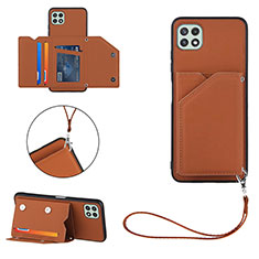 Soft Luxury Leather Snap On Case Cover Y03B for Samsung Galaxy A22s 5G Brown