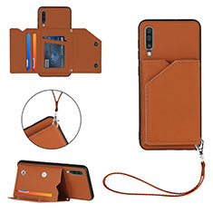 Soft Luxury Leather Snap On Case Cover Y03B for Samsung Galaxy A30S Brown